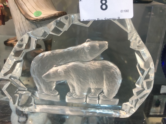 Reversed Cut Glass Polar Bear Decor