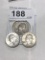 3 Silver Quarters - 1944 S, 1964 D, 1963 D
