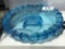coin dot blue glass dish