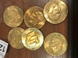6 Gold Toned 1974 Ike $1 Dollar Coin