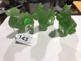3 Glass/ Jade Animals - 2 Foo Dogs, Camel