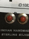Sterling Indian Made Post Earrings w/ Coral