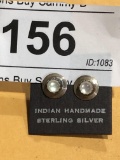 Sterling Indian Made Post Earrings w/ Moon Stone