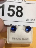 Sterling Post Earrings w/ Blue Stones