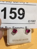 Sterling Post Earrings w/ Red Stones