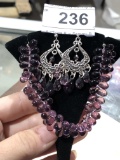 Purple Tear Drop Bracelets & Chandelier Earrings