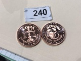2 .999 1oz Copper Rounds - Libra & Scorpio