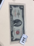 1953 A  Two $2 Dollar Bill Red Seal Crisp Bill