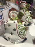 2 Large Snowman Ornament Battery Lights