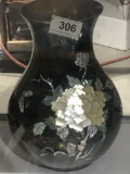 Copper Vase w/ Inlaid Mother of Pearl Flower