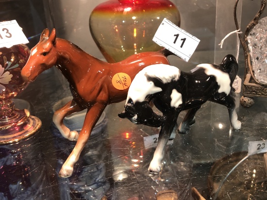 3 Small Ceramic Horses w/ Labels - Lefton &