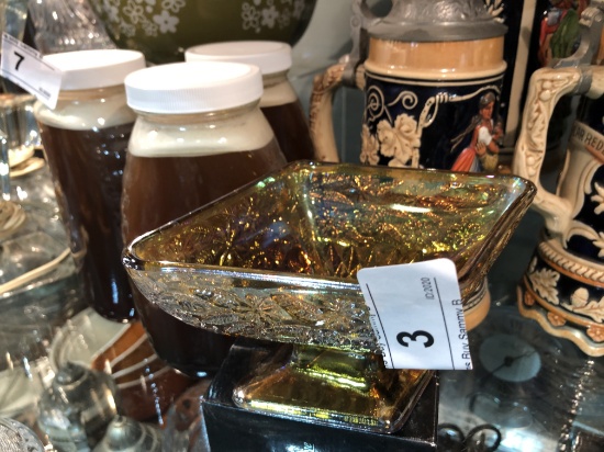 Amber Carnival Glass Small Side Dish