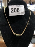14kt Gold  Necklace tw 7 g Emerald and Diamond