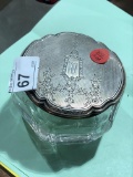 Monogrammed Vanity Jar w/ Sterling Lid