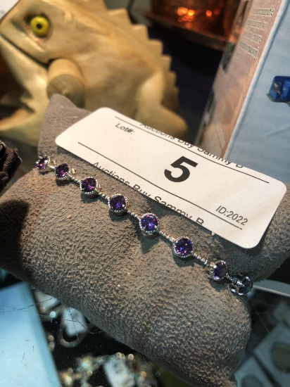 Sterling Bracelet w/ Amethyst Stones