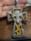 Rhinestone Cross w/ Fleur-De-Lis' Purse Bling