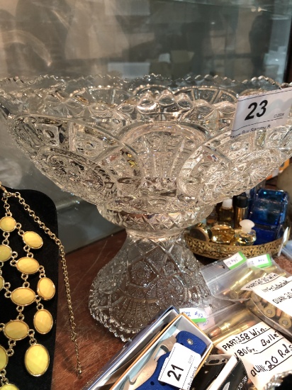 Punch Bowl on Stand  Pattern Glass
