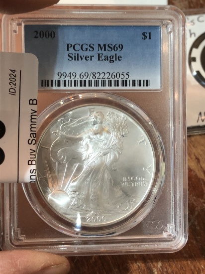 2000 PCGS MS69 Silver Eagle Coin