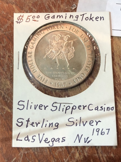 $5 Sterling Silver Dollar Gaming Token, Slipper