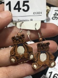 Leather Teddy Bear Earrings