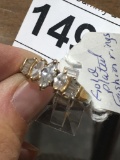 Gold Plated Fashion Ring w/ Clear Stones sz 9