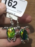 Dichroic Glass on Turtle Earrings