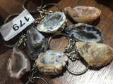 7 Half Geode Crystal Key Rings