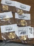 6 Sacagawea Gold Toned $1 Dollar Coins