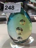 Large glass egg paperweight