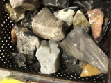 Assortment of petrified wood, agate and crystals