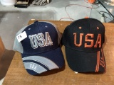 2 New USA Black & Navy Hats - Bronze & Grey/ White