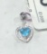 Sterling Clear & Blue Heart Shaped Stone on Apple