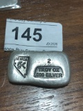 .999 2 oz  Silver Hand Poured Nevada Bar