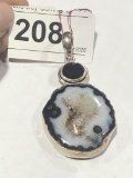 Sterling Geode & Clear Stone Pendant