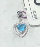 Sterling Clear & Blue Heart Shaped Stone on Apple
