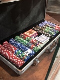 Metal Case w/ Poker Chips, Cards & Dice
