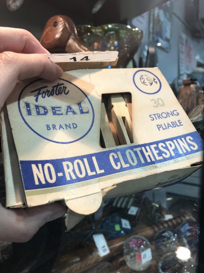 Vintage Box Clothes Pins