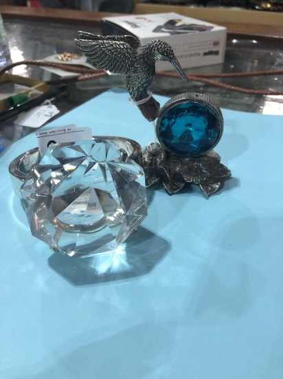 Humming Bird w/ Blue Crystal & Large Ring  w/