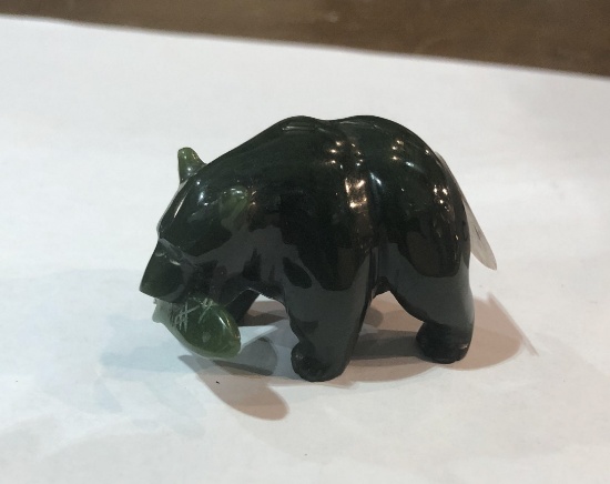 Jade Miniature Bear Signed G.G.