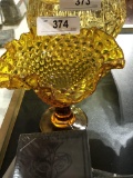 Yellow hobnail fluted  dish