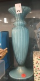 Blue Art Glass Vase, Hand Blown w/Pontil on bottom