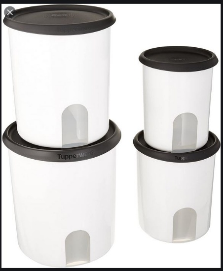New- Tupperware One touch Canister Set- Black lids