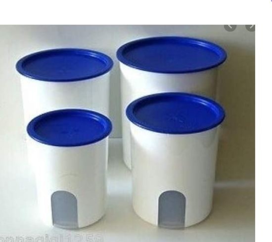 New- Tupperware One touch Canister Set- Blue lids