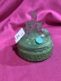 Powder Jar w/ Fox Terriers Handle