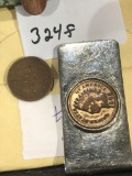 1902 Indian Head Penny on Money Clip & 1883 Penny