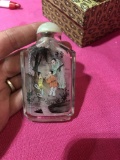 Glass Snuff Bottle -Asian Man 2 Children w/ Box