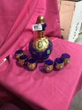 Murano Cobalt / Gold Decanter Set w/ 6 Glasses