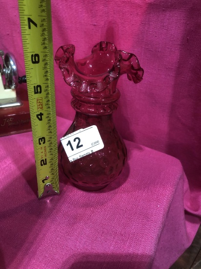 Fenton Cranberry Fluted Vase     ?