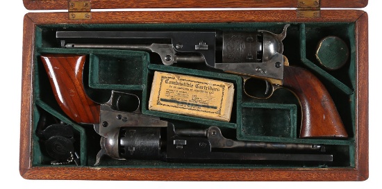 Cased pair Perc. Revolvers 1851/1851 Navy Revolvers .36 percussion