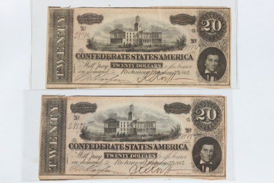 2 Confederate $20 Notes